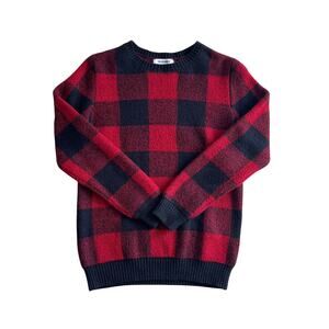 Old Navy Buffalo Plaid Red Black Crewneck Sweater Youth L (10-12)